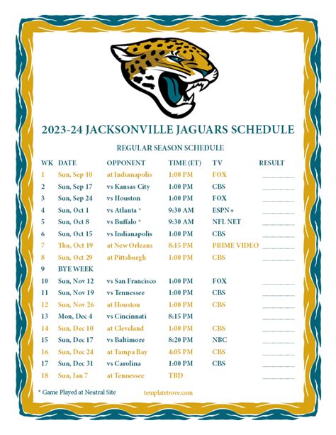 jaguars nfl 2023 schedule